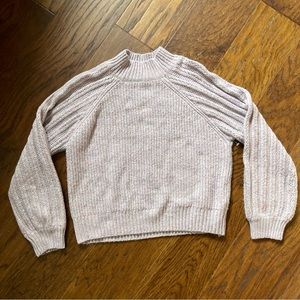 PINK ROSE Mock Neck Soft Rib Knit Crop Light Dusty Pink Sweater Large